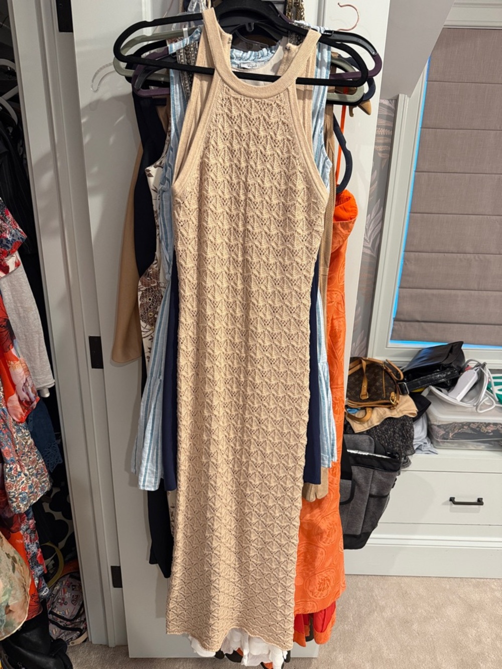 Alice + Olivia Beige/Cream Crochet Maxi Dress